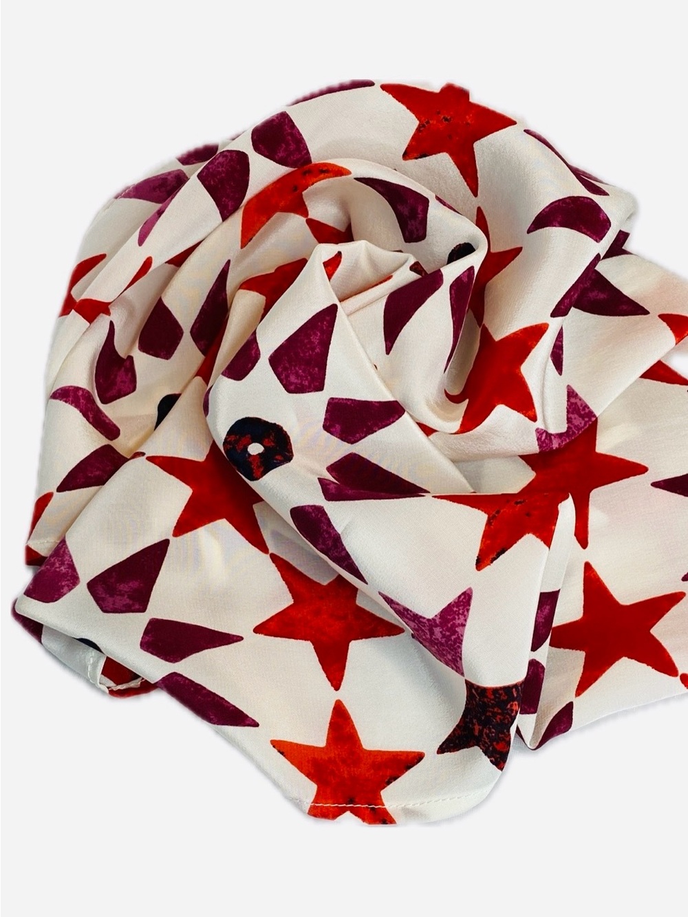 NWT SILKLETTE 'Americana Stars' 100% Fine Silk Kerchief Scarf Red/Black/White - Picture 4 of 9